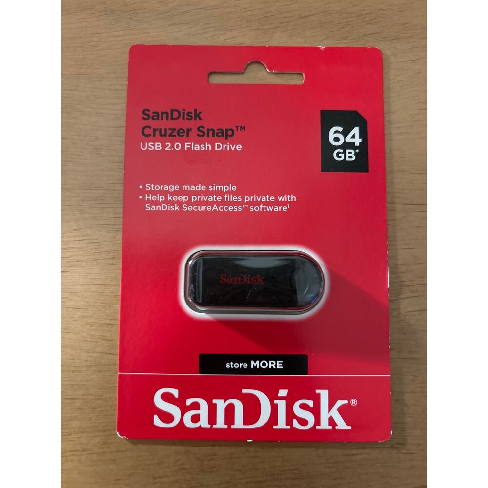 New SanDisk Cruzer Snap 64GB Flash Drive USB 2.0 Thumb Memory